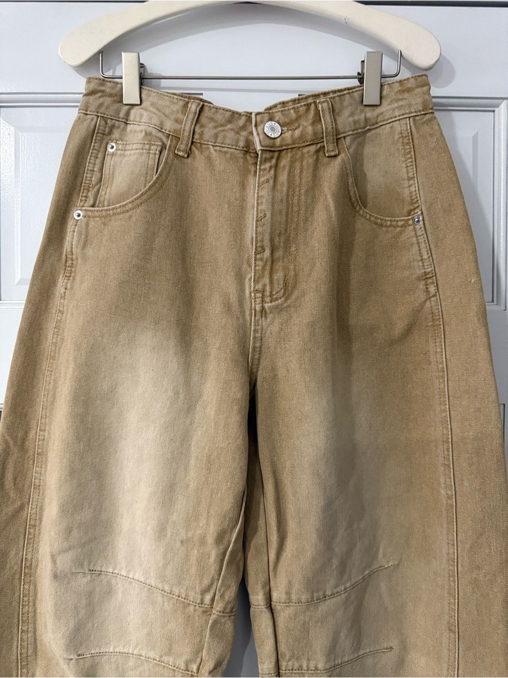 Classic barrel wide leg high rise jeans women’s khaki denim size 4 - Picture 2 of 10